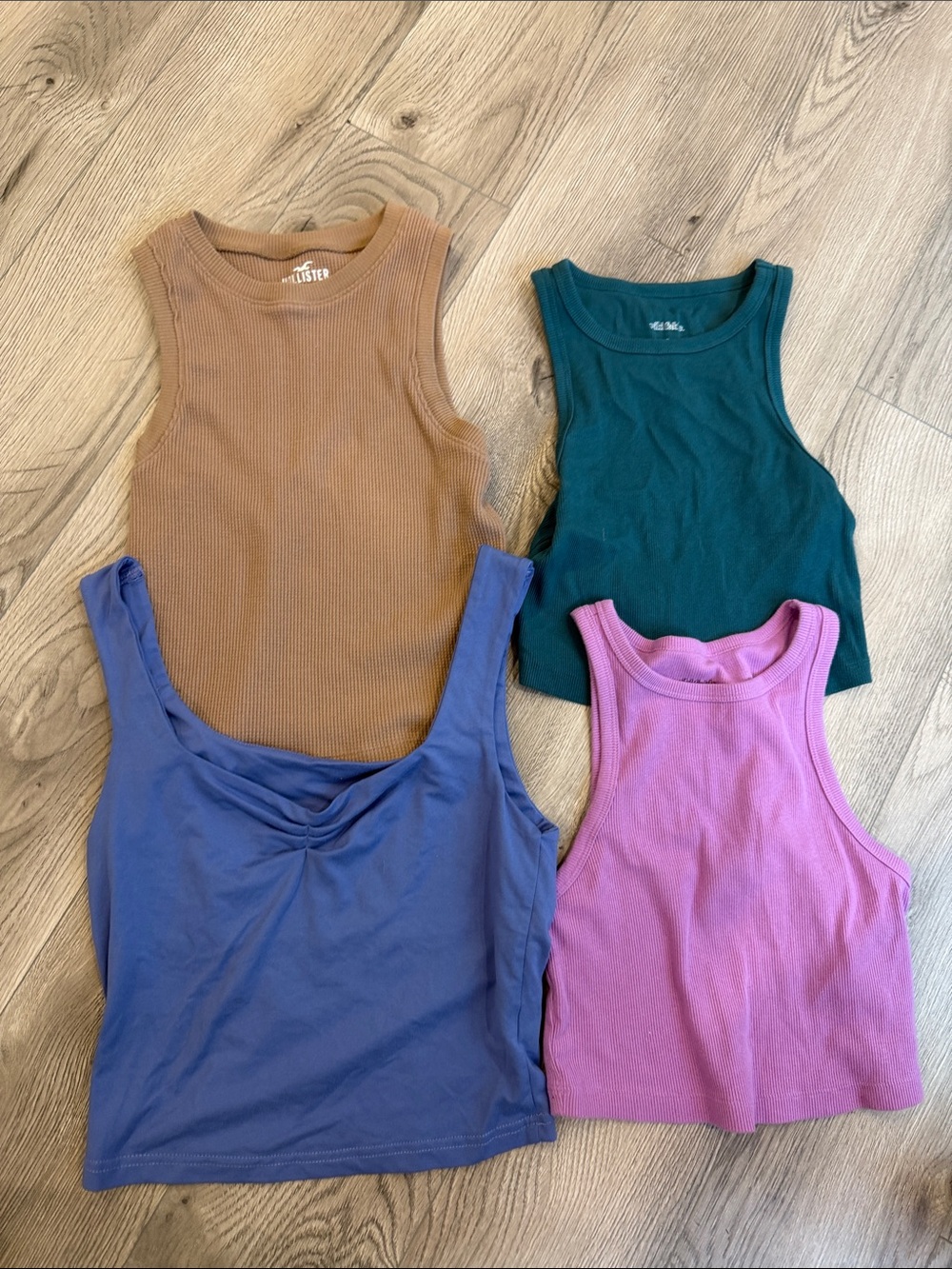 Assorted Women’s Rib & Tank Top Bundle — Brown, Teal, Purple, Blue